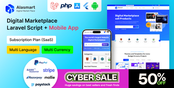 Alasmart – Digital Product Download Marketplace Laravel Script: